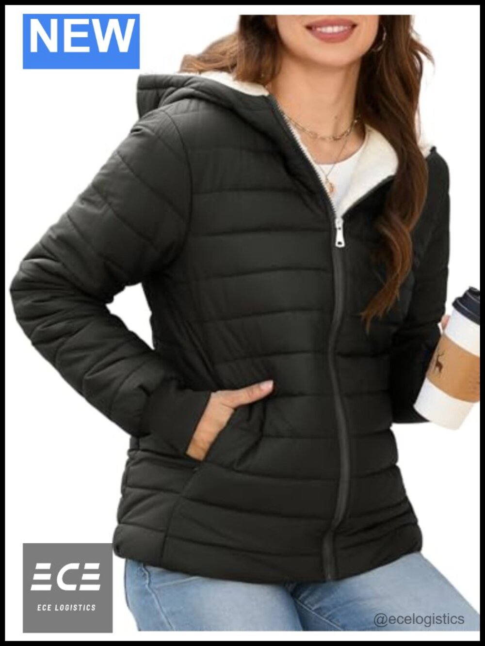 Women's Fleece Lined Puffer Jacket Windproof Warm Winter Coat